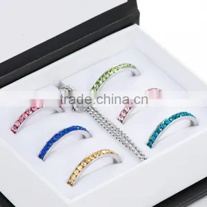 6 Pieces Birthstone Set Crystal Stainless Stell Bracelet With Rings thumbnail-1