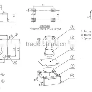 KANF66-HA 4pin Smd Type Tact Siwtch, 6*6*H Waterproof Tactile Switch^ thumbnail-2