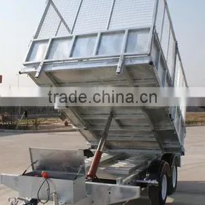 Fully Hot Deep Galvanized Tipping Trailer ,dump Wagon, Tandem Axles With Battary Oil Tank and Wire Mesh Fence thumbnail-1