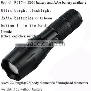 Aluminium Alloy XML-T6 Rechargeable Zoom Flashlight LED Torch Flashlight Tactical Flashlight thumbnail-1