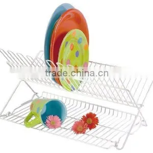 White Folding Kitchen Dish Drying Rack thumbnail-1