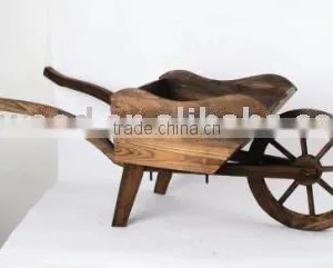 Garden Tool Wood Wheel Barrow Hay Cart _FSC Certificate thumbnail-1
