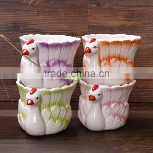 New Design Peacock Shape Ceramic Decorative Animal Planters thumbnail-2