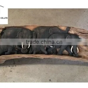Wood Carved Elephant From Thailand thumbnail-1