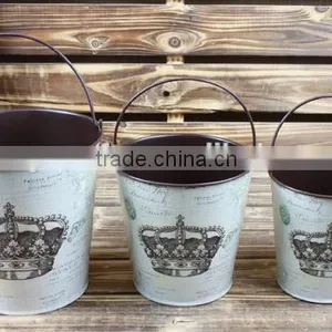 Hot Selling S/3 Crown Design Metal Bucket thumbnail-1