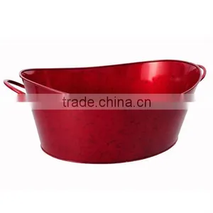 Red Galvanized Steel Ice Bucket thumbnail-1