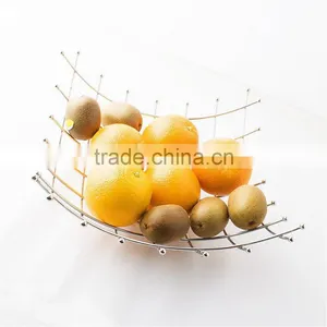 Chromed Steel Silver Fruit Basket WI0073 - Kitchen 40cm * 10cm Wire Stand thumbnail-2