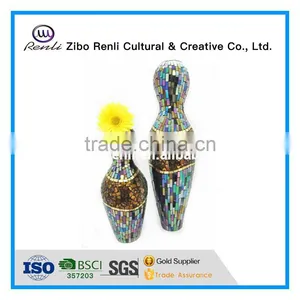 Chinese Murano Style Stained Glass Mosaic Table Huge Decorative 24 Inch Vases thumbnail-1