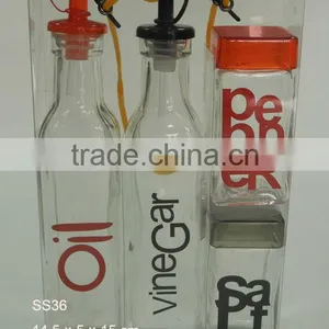 Square Glass Olive Oil Spice Container Set thumbnail-1
