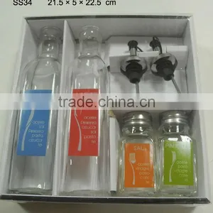 Clear Square Glass Spice Jar Set With Bottle and Jar in Pvc Box thumbnail-1