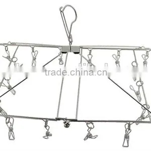 Stainless Steel Metal Clothes Hanger Socks Hanger Folding Drying Rack Hanger thumbnail-2