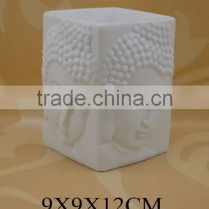 White Porcelain Buddha Shape Ceramic Aroma Oil Burner With Tealight Candle thumbnail-1