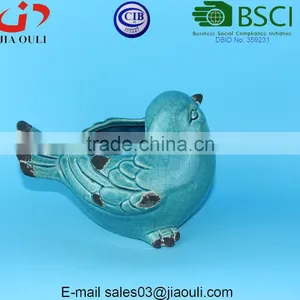 BSCI Audit Factory Antique Style Garden Decor Ceramic Bird, Garden Planter Bird thumbnail-4
