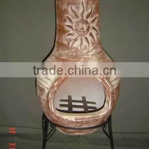 Clay Chimney With Metal Stand, Fire Shelf and Lid thumbnail-1