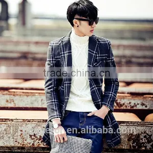 Grid Wool Winter Coat . Men Overcoat BCL006 thumbnail-1