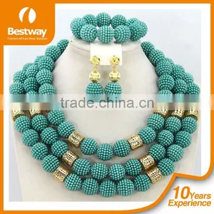 2015 New Arrival Africa Beads Jewelry Sets Including Necklace,bracelet,ring,earings Wholesales African Coral Beads Jewelry Set thumbnail-1