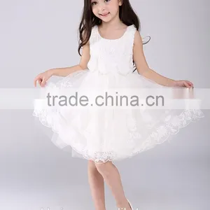 Pakistan Princess Rose Flower Girls Party Dress White Lace Net Frock Designs for Kids Baby Girl Fairy Dresses thumbnail-1