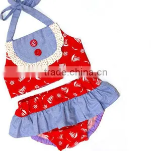 Balloon Pattern Baby Swimwear Cotton Bikini Ruffle Bloomer Summer Beach Wear thumbnail-2