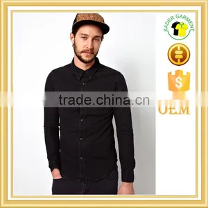 Western Slim Fit Pitch Black Denim Shirt thumbnail-1
