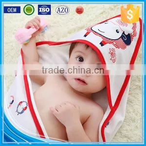Trade Assurance Screen Printing Combed Cotton Soft Hooded Baby Swaddle Blanket thumbnail-1