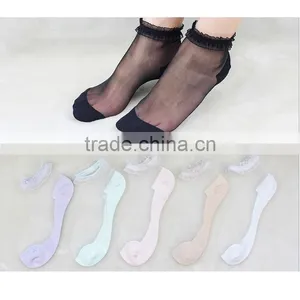 Fashion 20pcs/10pairs/lot Casual Crystal Silk Female Short Summer Sexy Transparent Elastic Lace Socks Women thumbnail-6