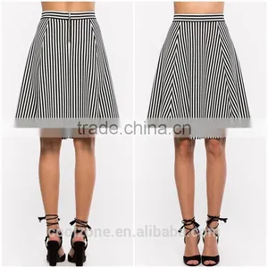 China Wholesale High Rise Directional Stripe Midi Skirt Women Fashion Skirt 2016 thumbnail-1