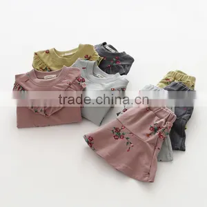 New Style Flower Printing Casual Cotton Wholesale Girls Clothing Sets thumbnail-1