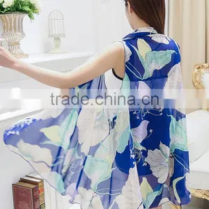 New Fashion Summer Floral Printing Silk Scarves Women Magic Mutifunctional Scarves Shawl thumbnail-6