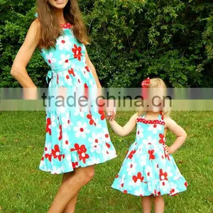 Hot Sale Mommy and Me Matching Dresses Cotton Foral Dress thumbnail-1