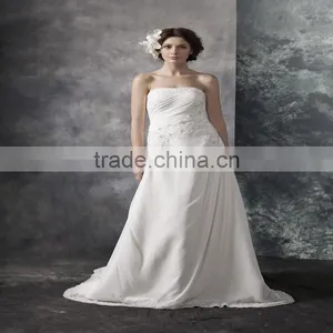 2017 Hot Sale Bridal Wedding Dress Bridal Gown Wholesale Price High Chiffon Wedding Dress AS293 thumbnail-1