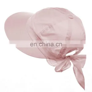 Womens Pink Wide Brim Gardening Visor Sun Hat w Bow Tie Back & Elastic Band thumbnail-2