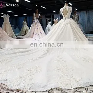 LS00380 Cap Sleeves Plus Size Elegant High Quality Lace Quinceanera Ball Gown Wedding Dress thumbnail-5