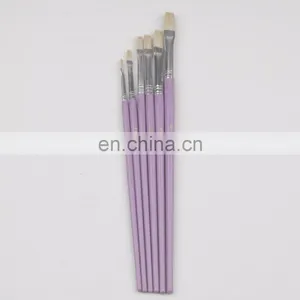 Short Wooden Handle Natural Artist Bristle Brushes thumbnail-3