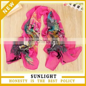 Fashion Girls' Silk Solid Long Cheap Chiffon Scarf thumbnail-1