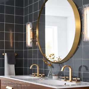 Nordic Brass Round Bathroom Mirror/anti-fog Round Mirror/hand-made 5mm High-definition Silver Mirror thumbnail-1