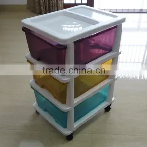 2016 Hot Selling 3 Layers Detachable Colorful Transparent Plastic Storage Drawer, Locker, Cabinet thumbnail-1