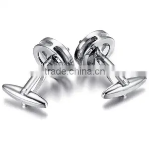 Vintage Cufflinks for Mens Jewelry Shirt Cufflinks, Crystal, Black, Round HC029 thumbnail-1