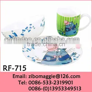 Wholesale 3pcs White Porcelain Kids Dinnerware Set for Promotion Gift thumbnail-1