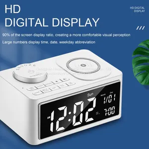 Electronic Alarm Clock Digital Display Multi-function Can Mobile Phone Wireless Charging Bluetooth Speaker Temperature Timer Clock Alarm Clock Radio thumbnail-1