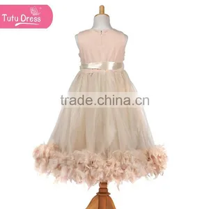 The Ivory Color Girls Boutique Dress With Fluffy Feather thumbnail-2