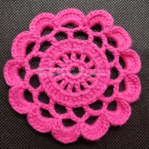 Handcraft Garment Accessories Handmade Rose Red Color and Blue Color Cotton Appliques thumbnail-1