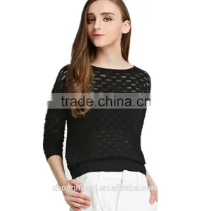New Arrival Korean Summer Hollow Hedging Pullover Sweater Breathable Shirt With Slimming Lookings thumbnail-5