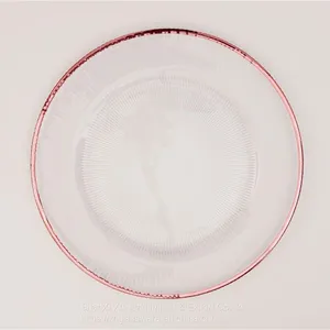 Wholesale Banquet Wedding Gold Silver Rimmed Glass Charger Plate thumbnail-4