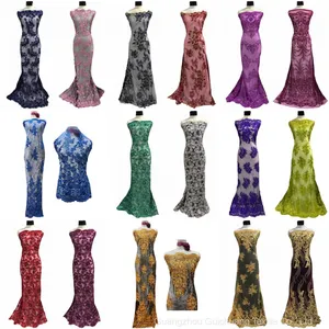 Factory Custom Fashion Wedding Dress Lace Fabric Lots of Flower Patterns thumbnail-3
