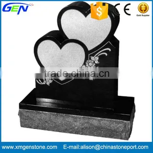 Good Price Double Heart Granite Memorial Tombstone thumbnail-1
