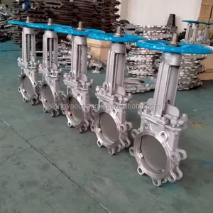 Stainless Steel Knife Gate Valve Slide Gate Valve 150mm SS304 Pneumatic Petal Type 8 Inch Dn500 Slurry Knife Gate Valve thumbnail-3