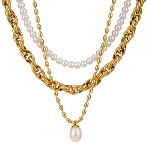 Custom Stainless Steel Round Green Rhinestone Necklace - 18K Gold Plated Alloy thumbnail-1