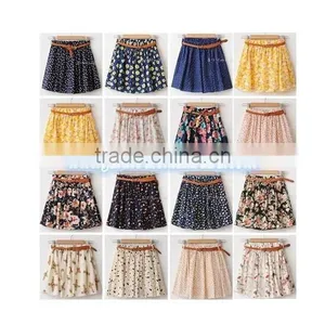 2015 Vintage New Fashion Leopard Summer Chiffon Women Skirts Casual Floral Summer Dress Short Skirts thumbnail-1