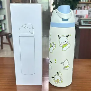 304 Stainless Steel Water Cup Owala Same Insulated Cup Portable Bounce Cup Portable Double Drink Cup Straw Cup thumbnail-5