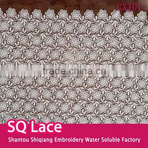 Wholesale Embroidery Fabric Polyester Full Lace Milk Silk Water Soluble Full Lace Fabric For Garment Accessory With Ladies Cloth thumbnail-1